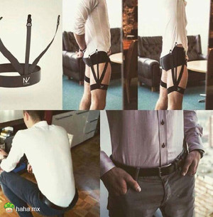 为了防止平时衬衫外露，国外推出新款男人利器，额。。总觉得画风不太对啊！