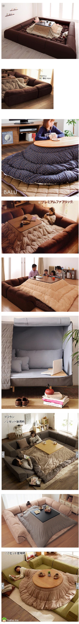 岛国发明的一些废人沙发、废人床、废人暖桌，隔着屏幕就感觉邪恶透顶，废人无数...不是我吹，只要有Wi-Fi，每一个我都能待到明年春天