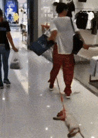 原来不仅男朋友陪女生逛街会累，狗子也会累的，你看它都直接躺下了。